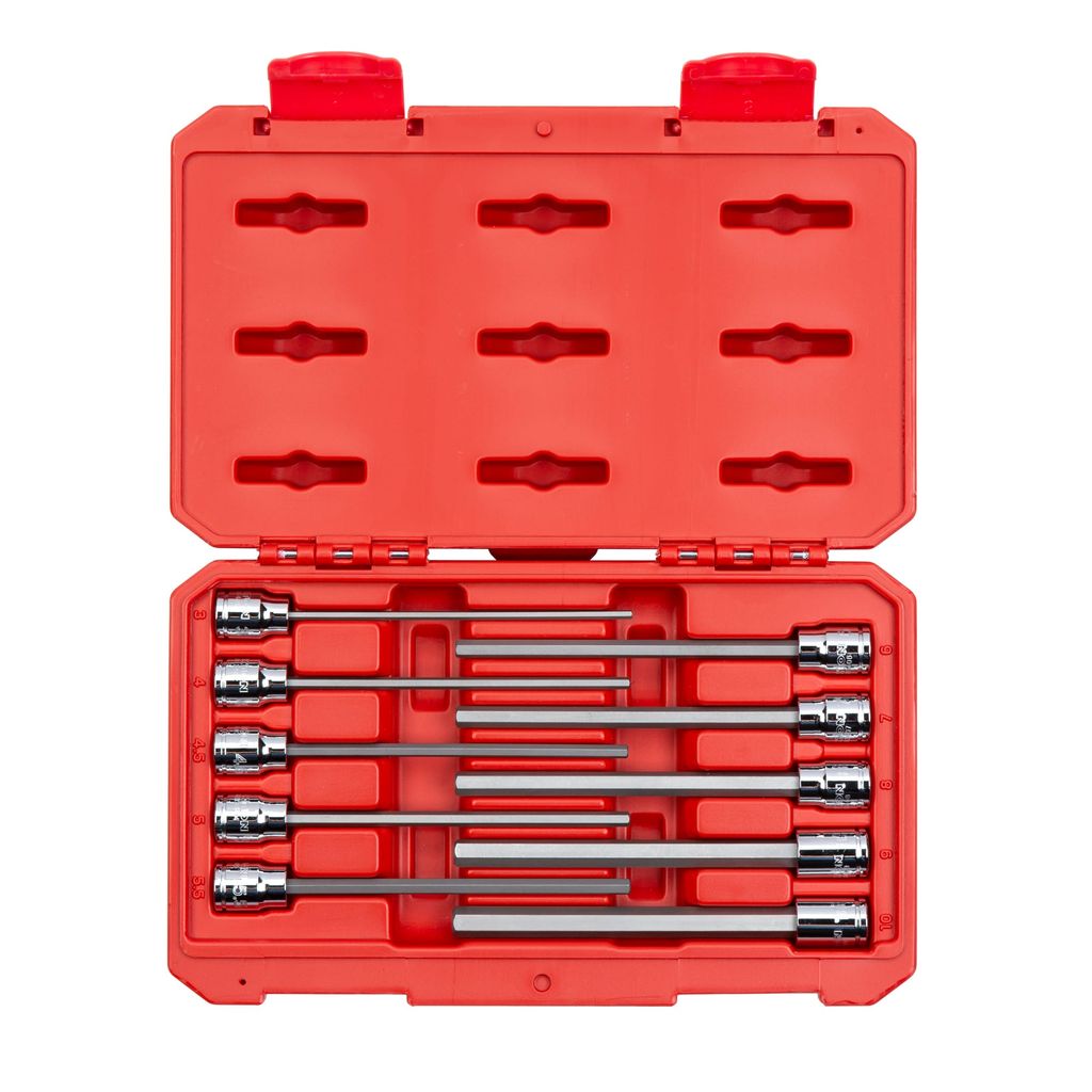 3/8 Inch Drive Long Hex Bit Socket Set (10Piece) TEKTON SHB91302