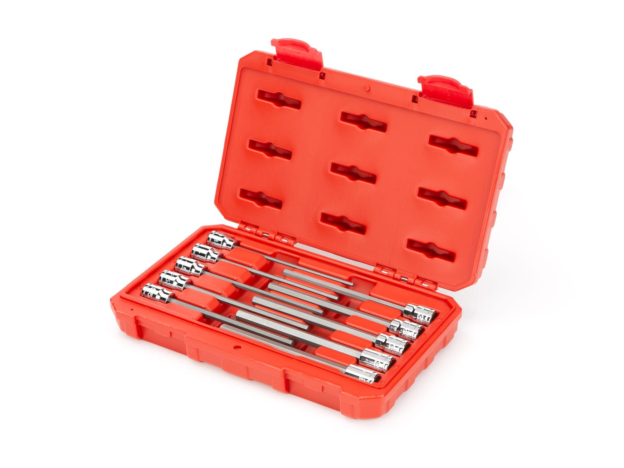 TEKTON SHB91302-D 3/8 Inch Drive Long Hex Bit Socket Set, 10-Piece (3-10 mm)