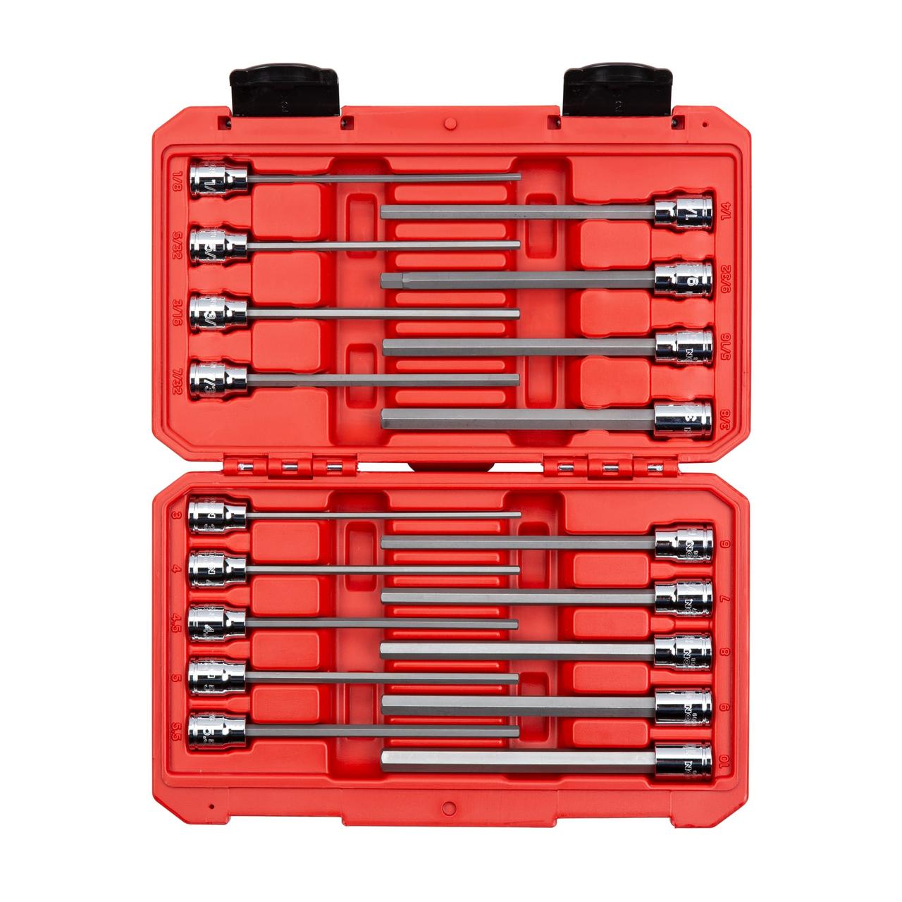 3/8 Inch Drive Long Hex Bit Socket Set (18Piece) TEKTON SHB91303