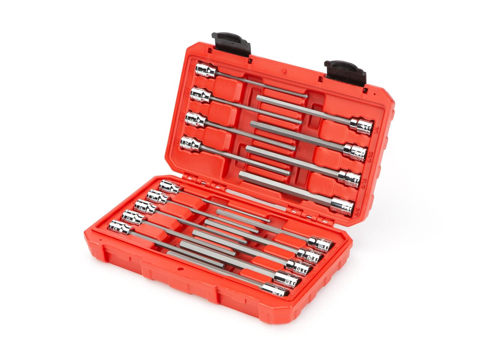 TEKTON SHB91303-D 3/8 Inch Drive Long Hex Bit Socket Set, 18-Piece (1/8-3/8 in., 3-10 mm)