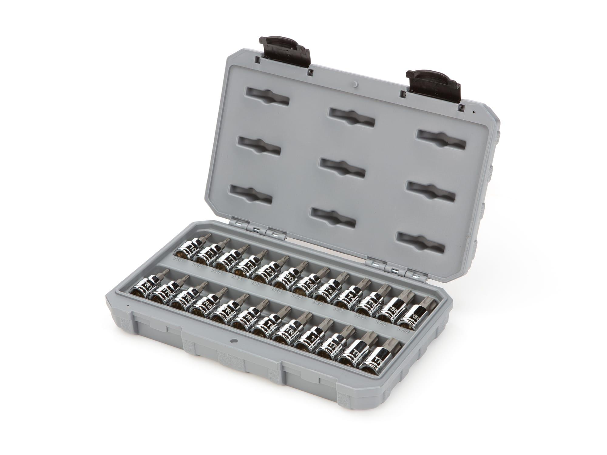 TEKTON SHB91307-D 3/8 Inch Drive Torx and Tamper-Resistant Torx Bit Socket Set, 24-Piece (T10-T60, TR10-TR60)
