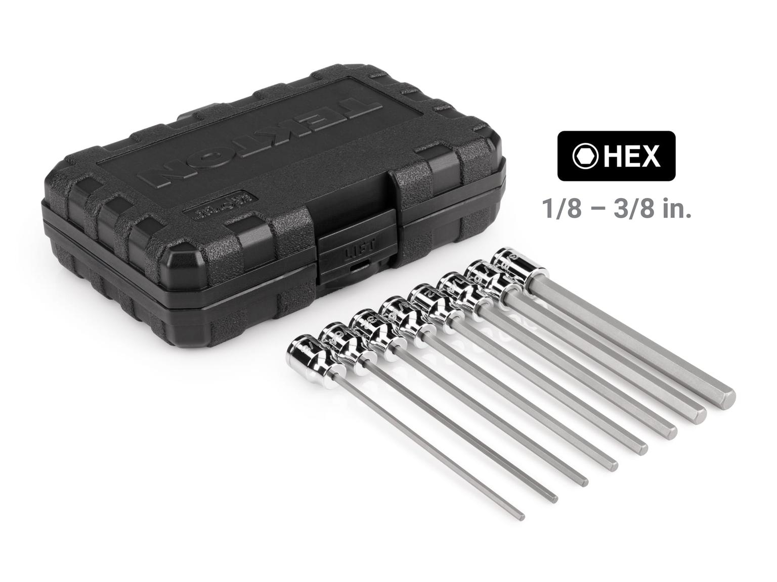 TEKTON SHB91900-T 3/8 Inch Drive Long Hex and Torx Bit Socket Set, 31-Piece (1/8-3/8 in., 3-10 mm, T10-T60)