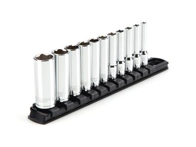 1/4 Inch Drive Deep 6-Point Socket Set with Rail, 11-Piece (5/32-9/16 in.) 