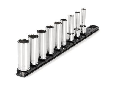 3/8 Inch Drive Deep 6-Point Socket Set with Rails, 9-Piece (5/16-3/4 in.) 