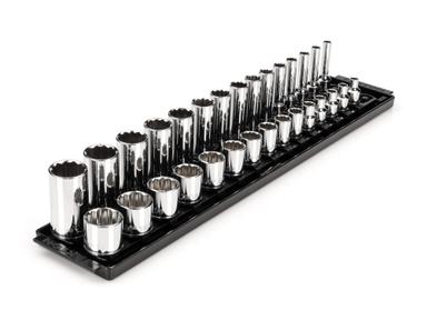3/8 Inch Drive 12-Point Socket Set with Rails, 30-Piece (1/4-1 in.) 