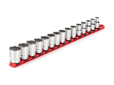 1/2 Inch Drive 12-Point Socket Set with Rail, 15-Piece (10-24 mm) 