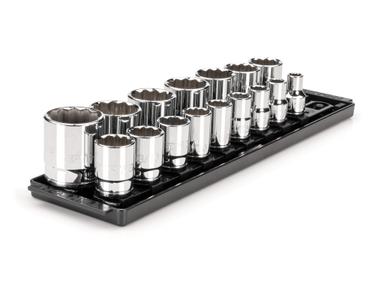 1/2 Inch Drive 12-Point Socket Set with Rails, 16-Piece (3/8-1-5/16 in.) 