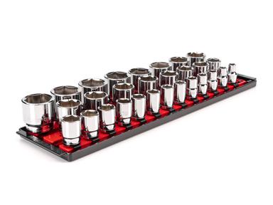 1/2 Inch Drive 6-Point Socket Set with Rails, 29-Piece (10-38 mm) 