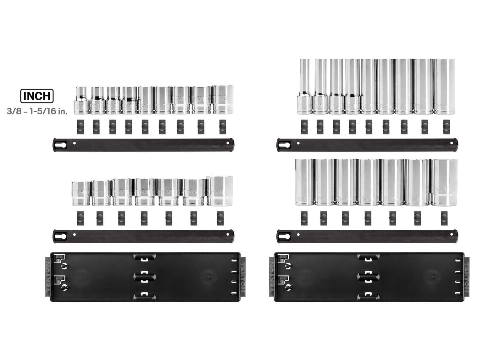 TEKTON SHD92205-T 1/2 Inch Drive 6-Point Socket Set with Rails, 32-Piece (3/8-1-5/16 in.)