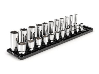 1/2 Inch Drive 6-Point Socket Set with Rails, 22-Piece (3/8-1 in.) 