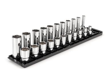 1/2 Inch Drive 12-Point Socket Set with Rails, 22-Piece (3/8-1 in.) 