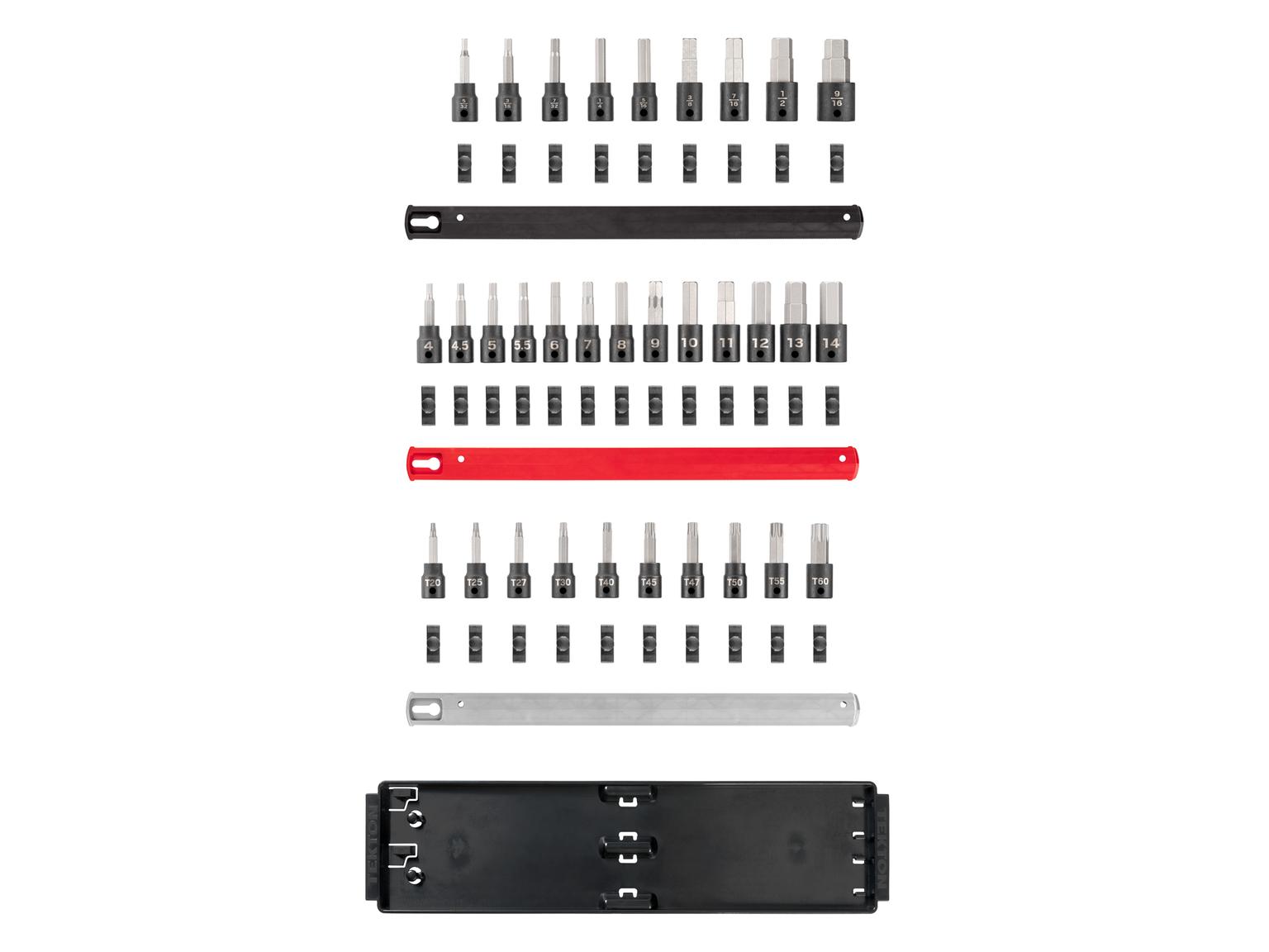 TEKTON SIB91202-T 3/8 Inch Drive Hex/Torx Impact Bit Socket Set with Rails, 32-Piece (5/32-9/16 in., 4-14 mm, T20-T60)