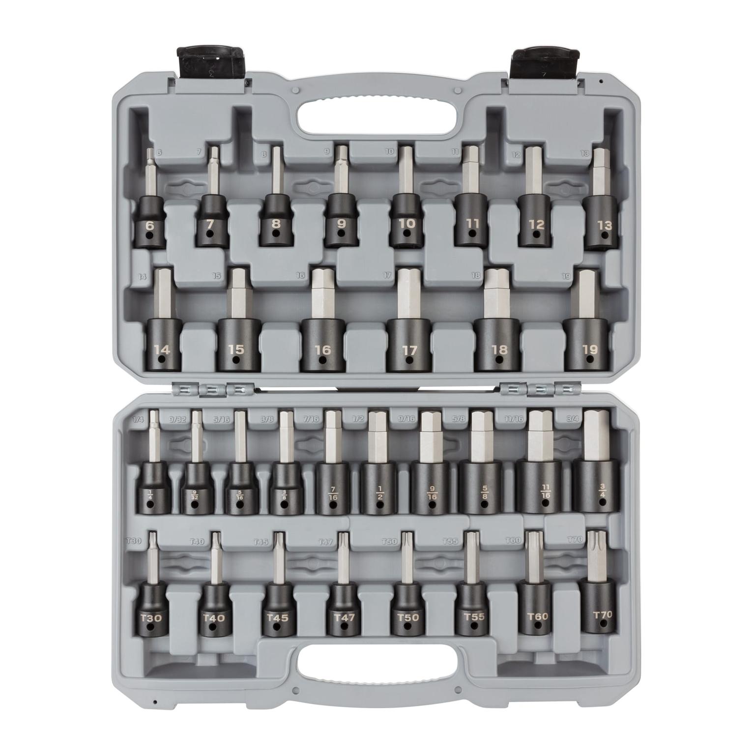 1/2 Inch Drive Hex/Torx Impact Bit Socket Set (32-Piece)