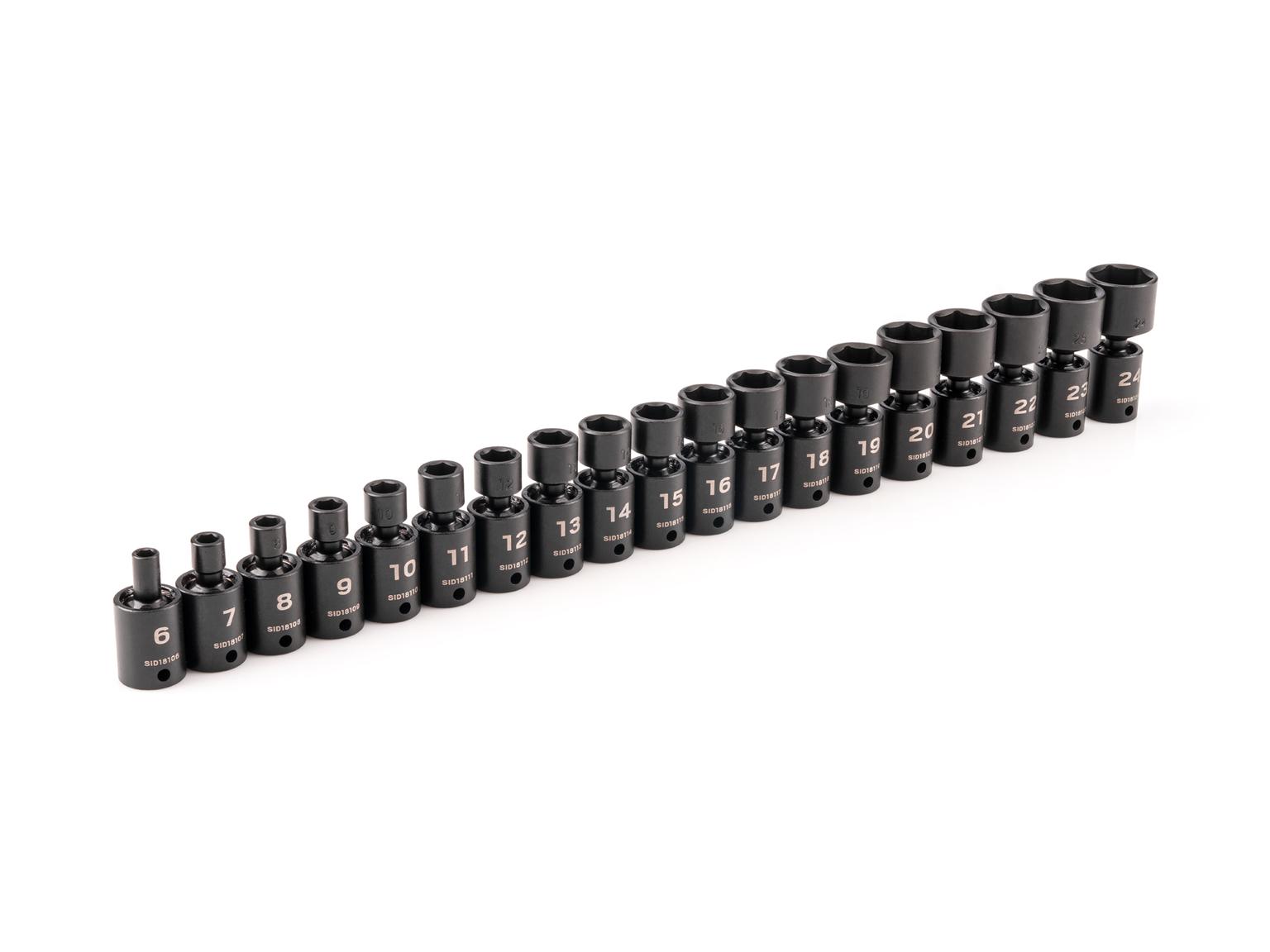 3/8 Inch Drive Universal Joint Impact Socket Set (19-Piece)