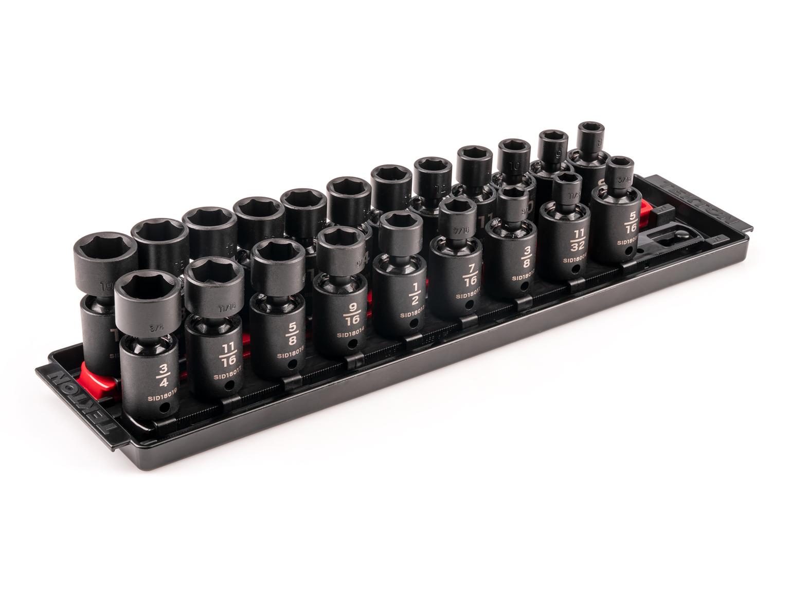 3/8 Inch Drive Universal Joint Impact Socket Set (21-Piece)