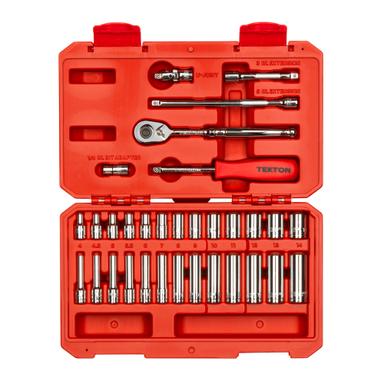 1/4 Inch Drive 6-Point Socket and Ratchet Set, 33-Piece (4-14 mm)