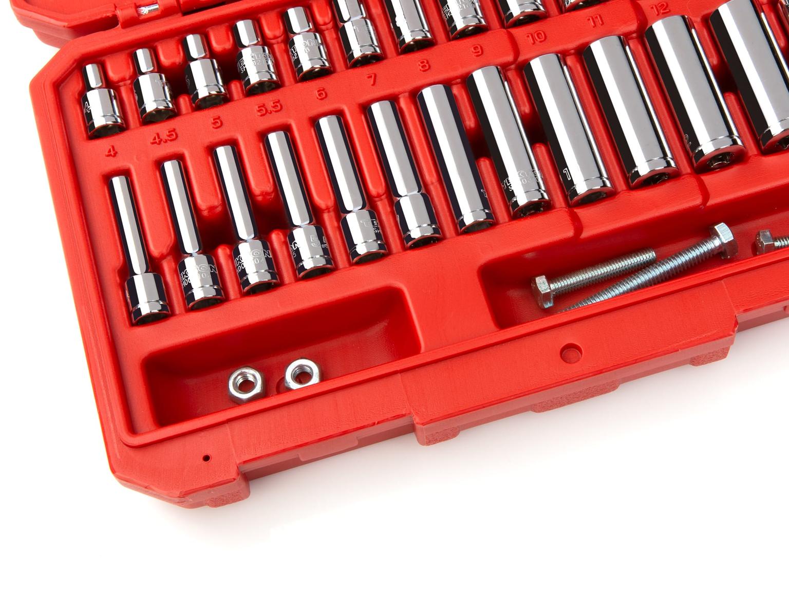 TEKTON SKT05201-D 1/4 Inch Drive 6-Point Socket and Ratchet Set, 33-Piece (4-14 mm)