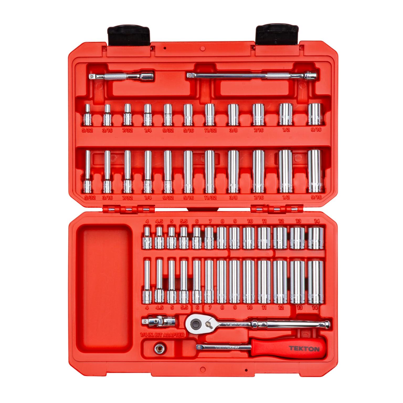 1/4 Inch Drive 6-Point Socket and Ratchet Set (55-Piece)