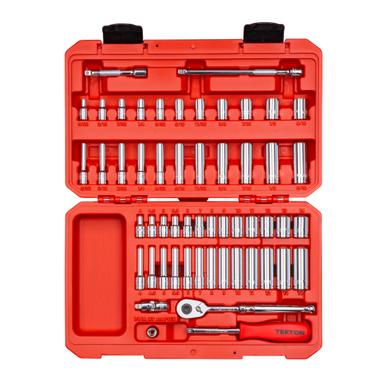 1/4 Inch Drive 6-Point Socket and Ratchet Set, 55-Piece (5/32-9/16 in., 4-14 mm)