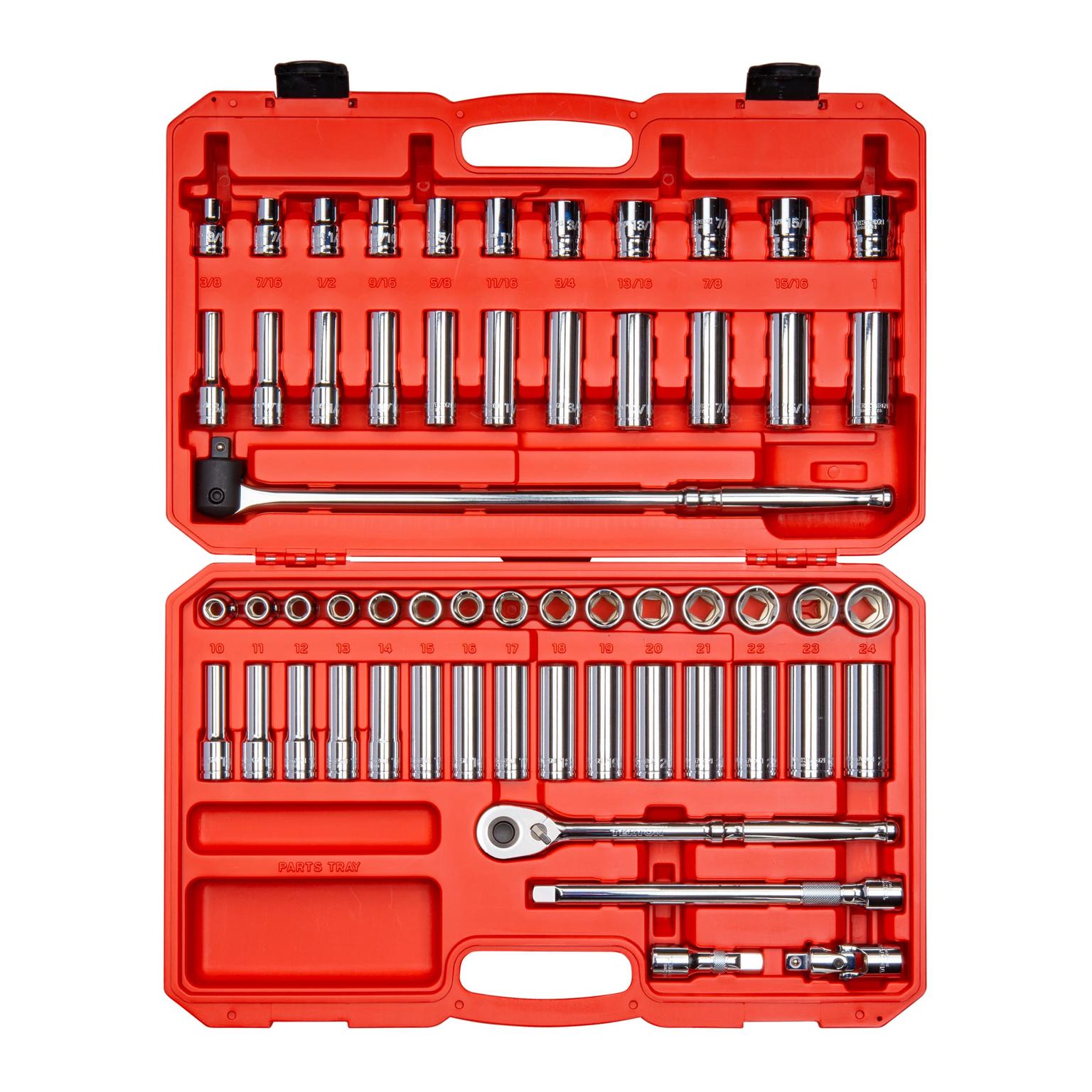 1/2 Inch Drive 6-Point Socket and Ratchet Set (57-Piece)