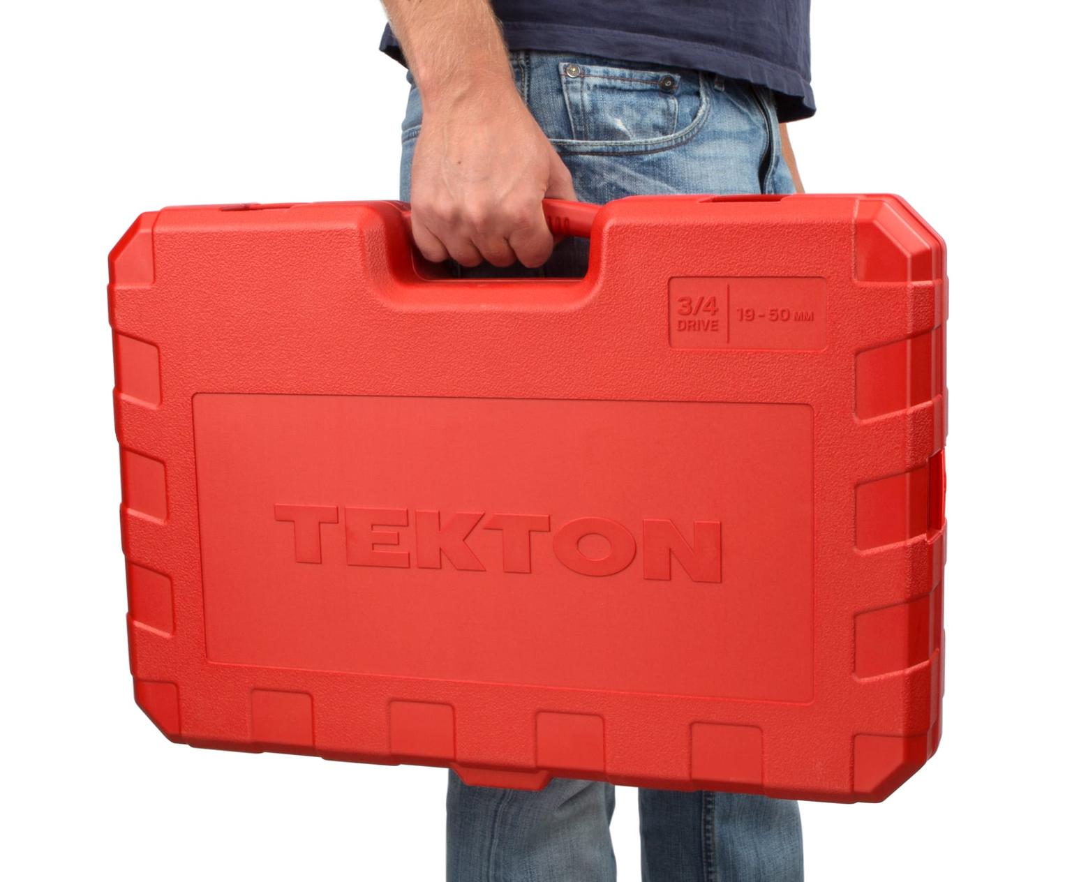 TEKTON SKT35204-T 3/4 Inch Drive 6-Point Socket and Ratchet Set, 26-Piece (19-50 mm)