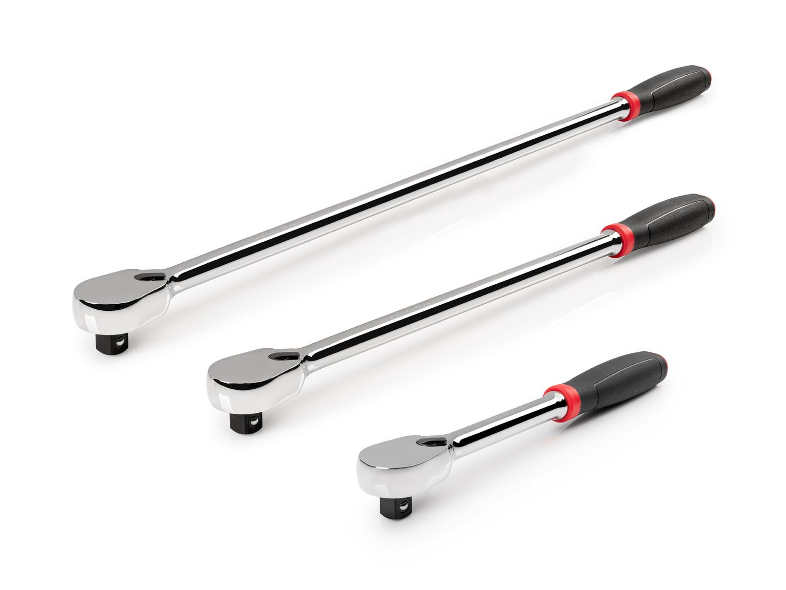 TEKTON SRH92006-T 1/2 Inch Drive Comfort Grip Ratchet Set, 3-Piece (10-1/2, 18, 24 in.)