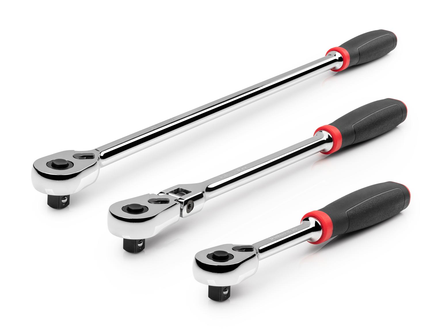 TEKTON SRH99116-T 3/8 Inch Drive Quick-Release Comfort Grip Ratchet Set (3-Piece)