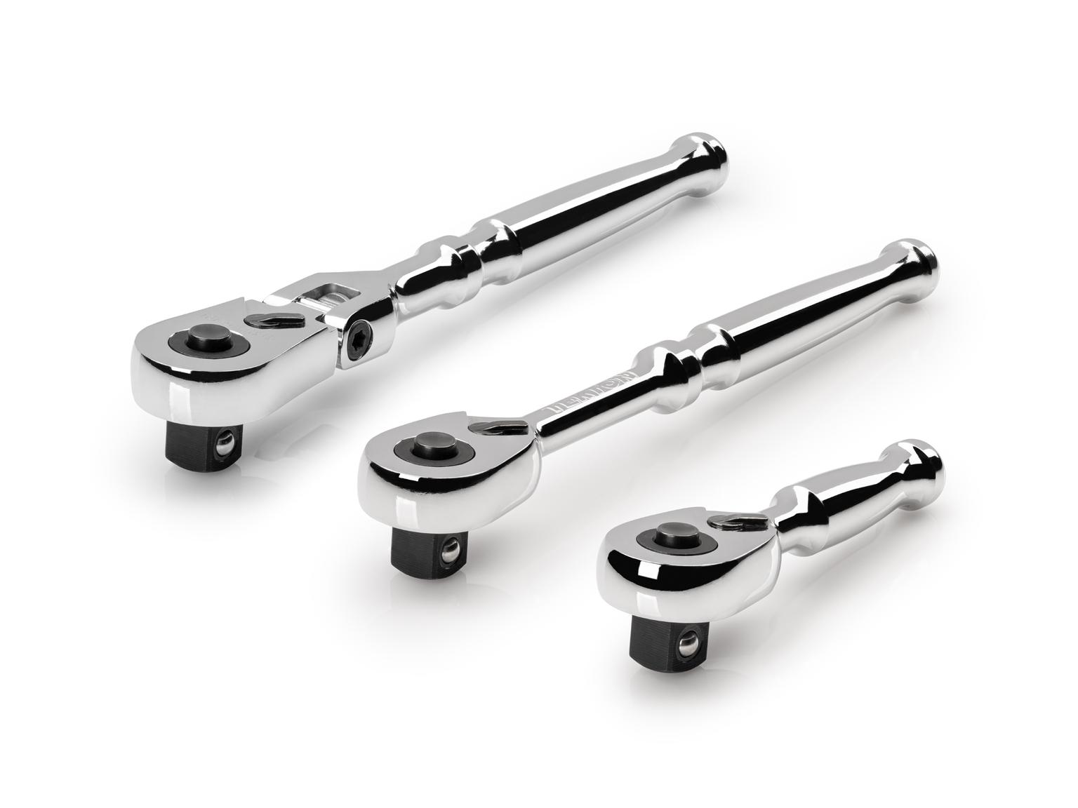 TEKTON SRH99122-T 3/8 Inch Drive Quick-Release Small Body Ratchet Set (3-Piece)