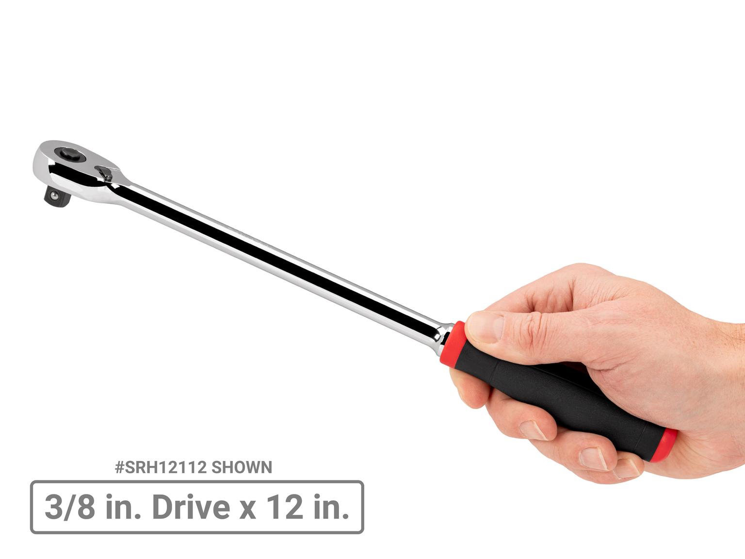 TEKTON SRH99124-T 1/4, 3/8, 1/2 Inch Drive Quick-Release Comfort Grip Ratchet Set, 3-Piece (9, 12, 18 in.)