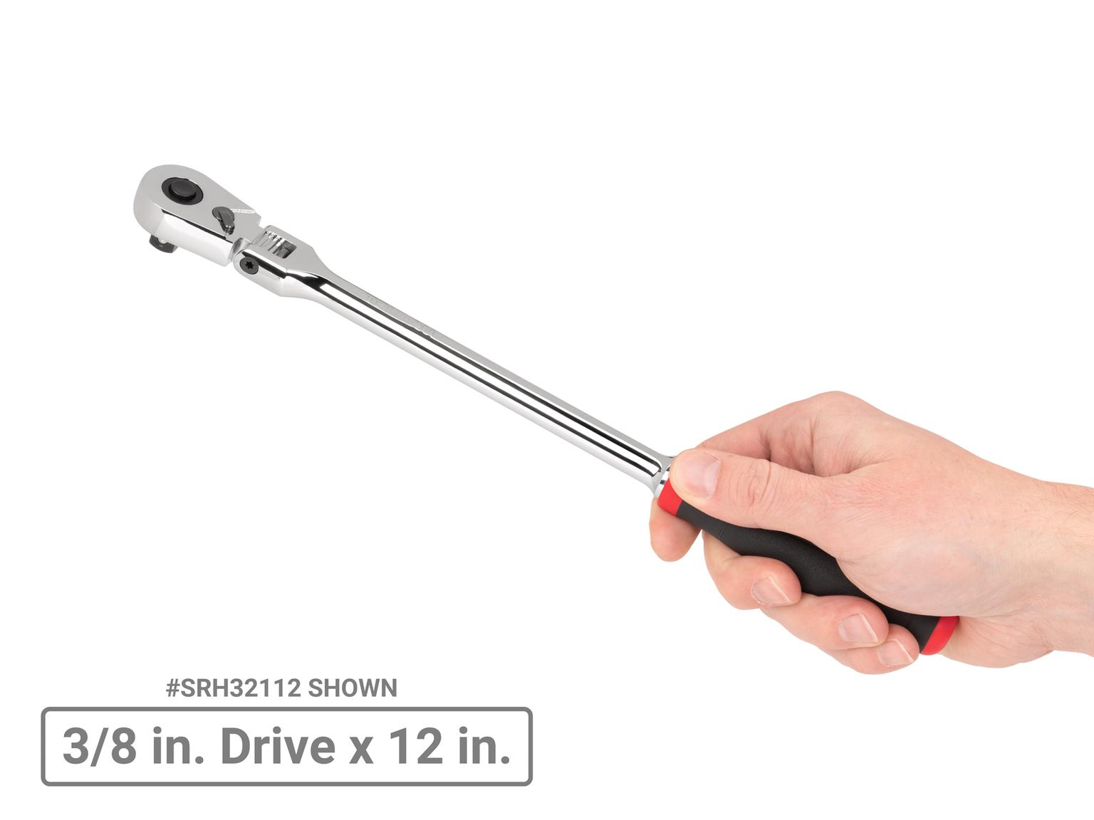 TEKTON SRH99302-T 3/8, 1/2 Inch Drive Flex Head Quick-Release Comfort Grip Ratchet Set, 2-Piece (12, 14 in.)