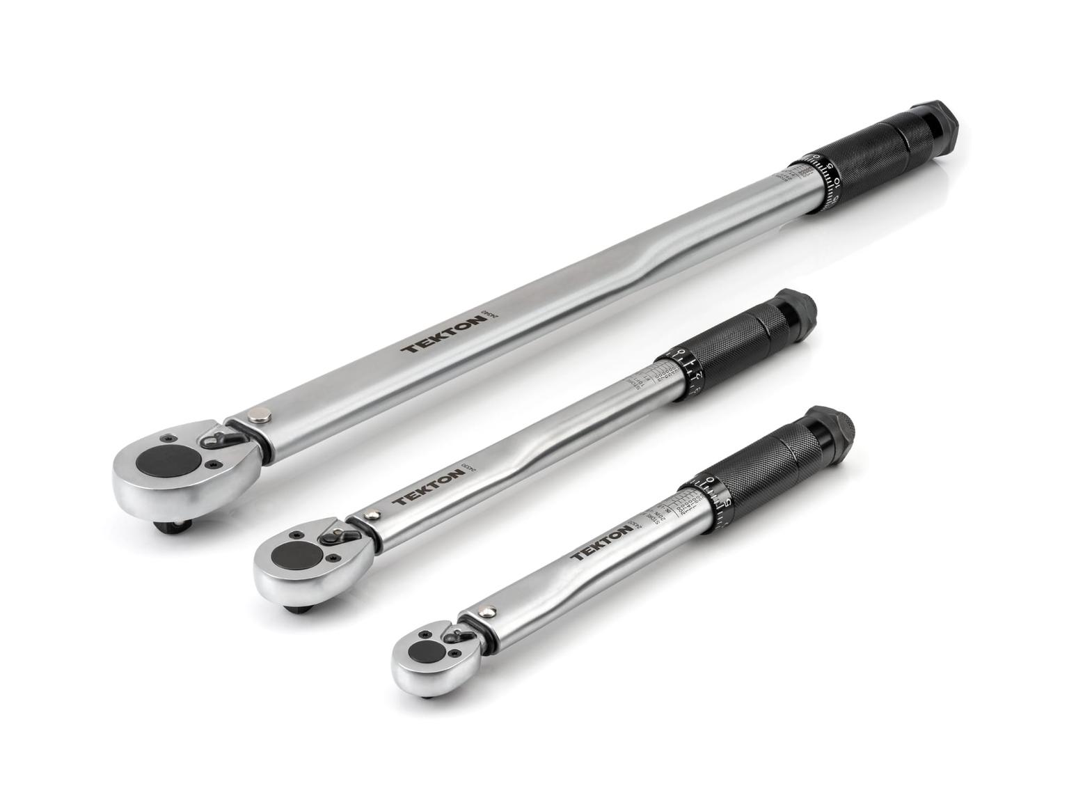 1/4, 3/8, 1/2 Inch Drive Micrometer Torque Wrench Set (3-Piece)