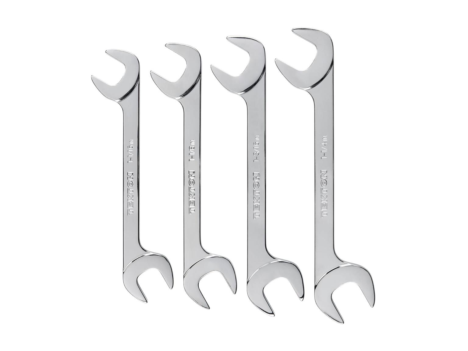 TEKTON WAE90101-T Angle Head Open End Wrench Set, 4-Piece (1-1/16 - 1-1/4 in.)