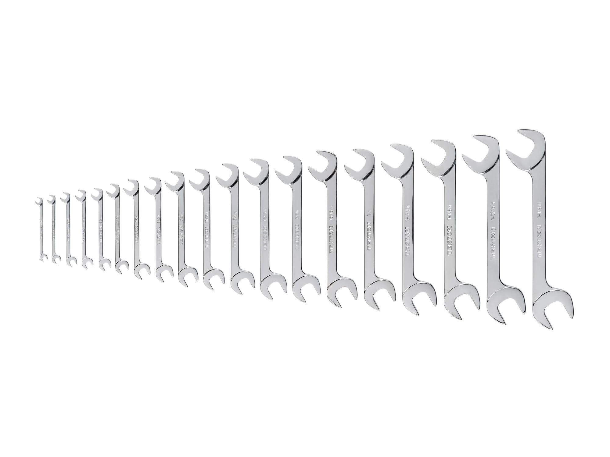 TEKTON WAE90108-T Angle Head Open End Wrench Set, 19-Piece (1/4 - 1-1/4 in.)