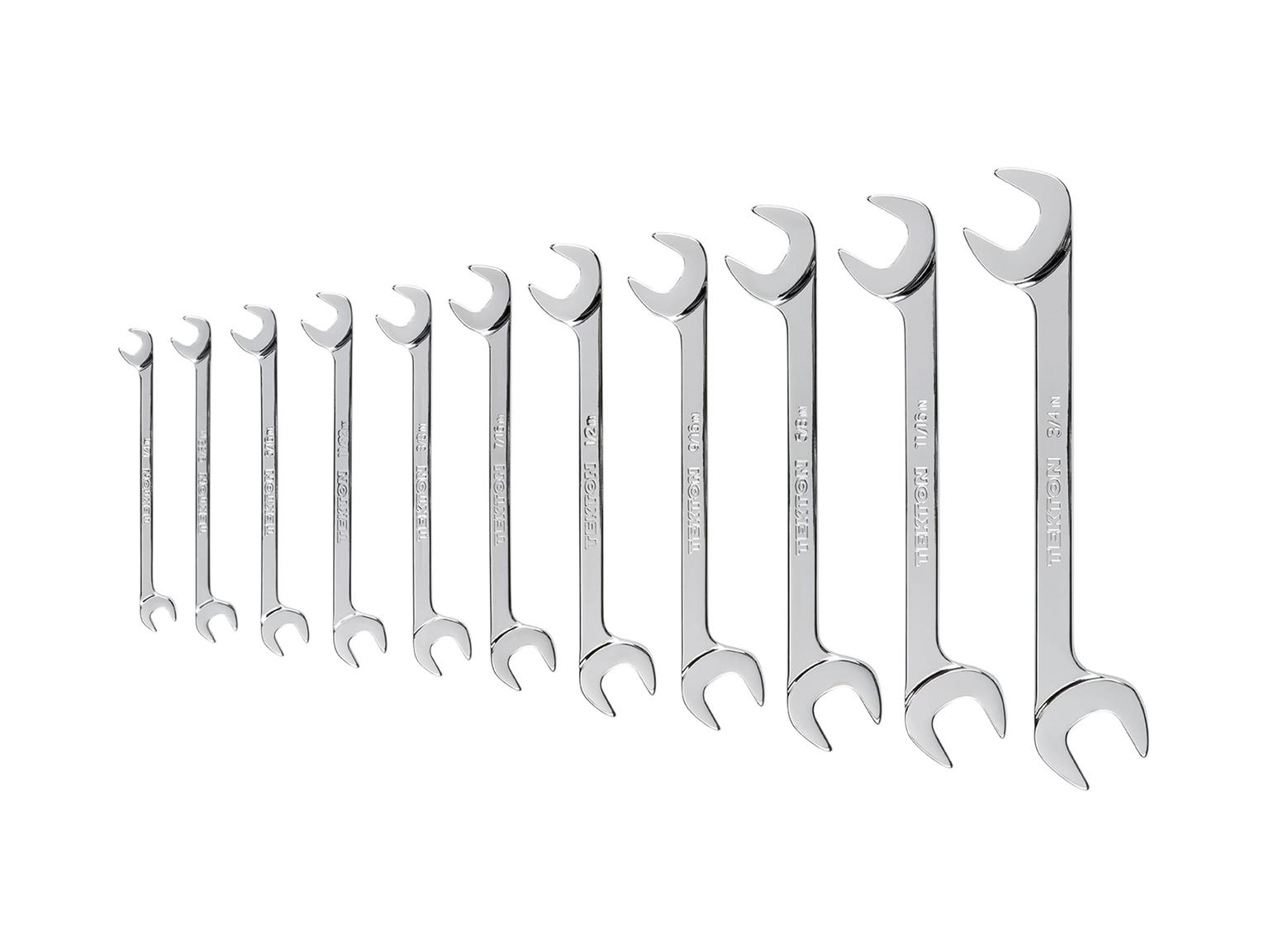 TEKTON WAE90110-T Angle Head Open End Wrench Set, 11-Piece (1/4 - 3/4 in.)