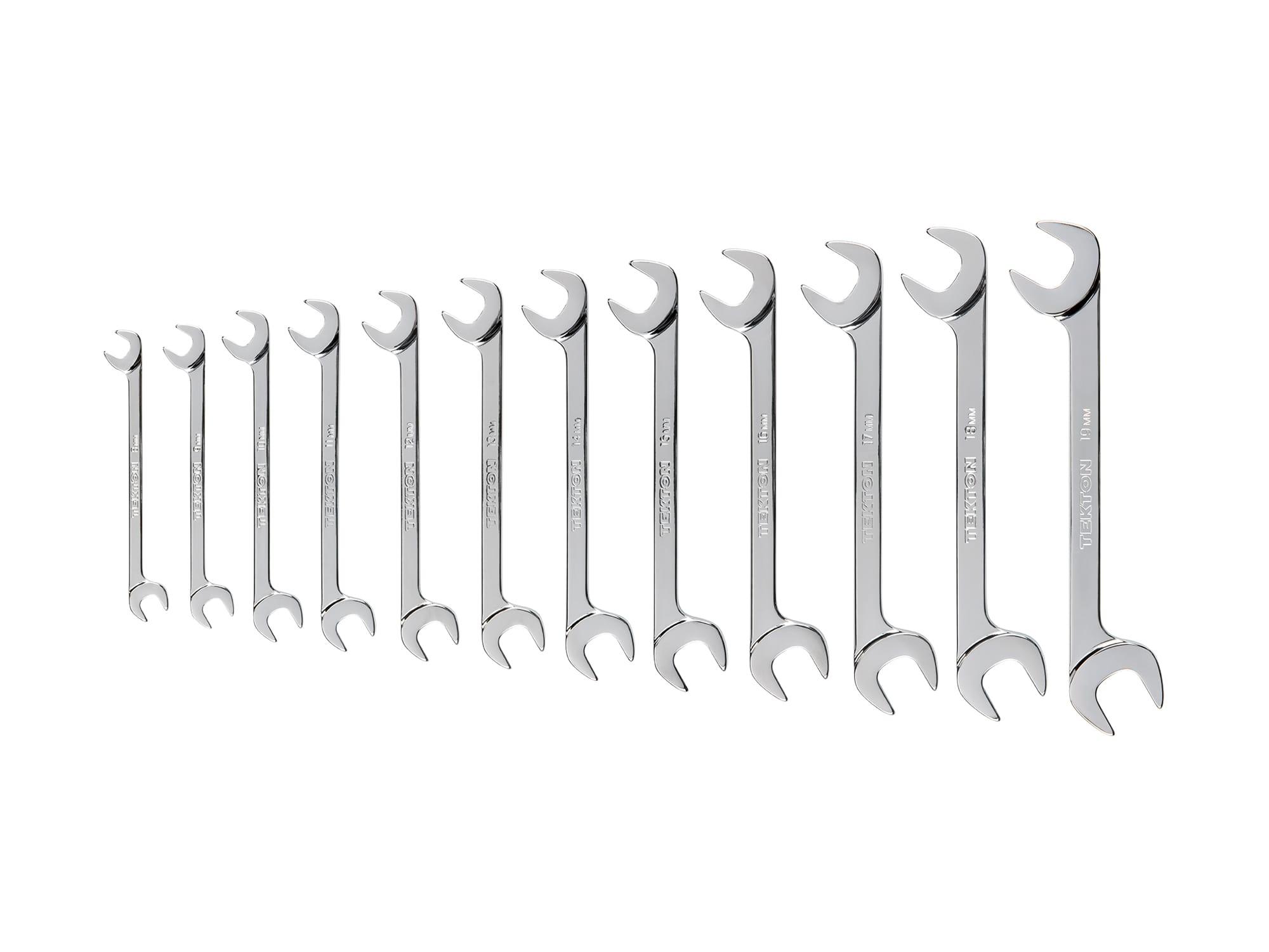 TEKTON WAE90205-T Angle Head Open End Wrench Set, 12-Piece (8 - 19 mm)