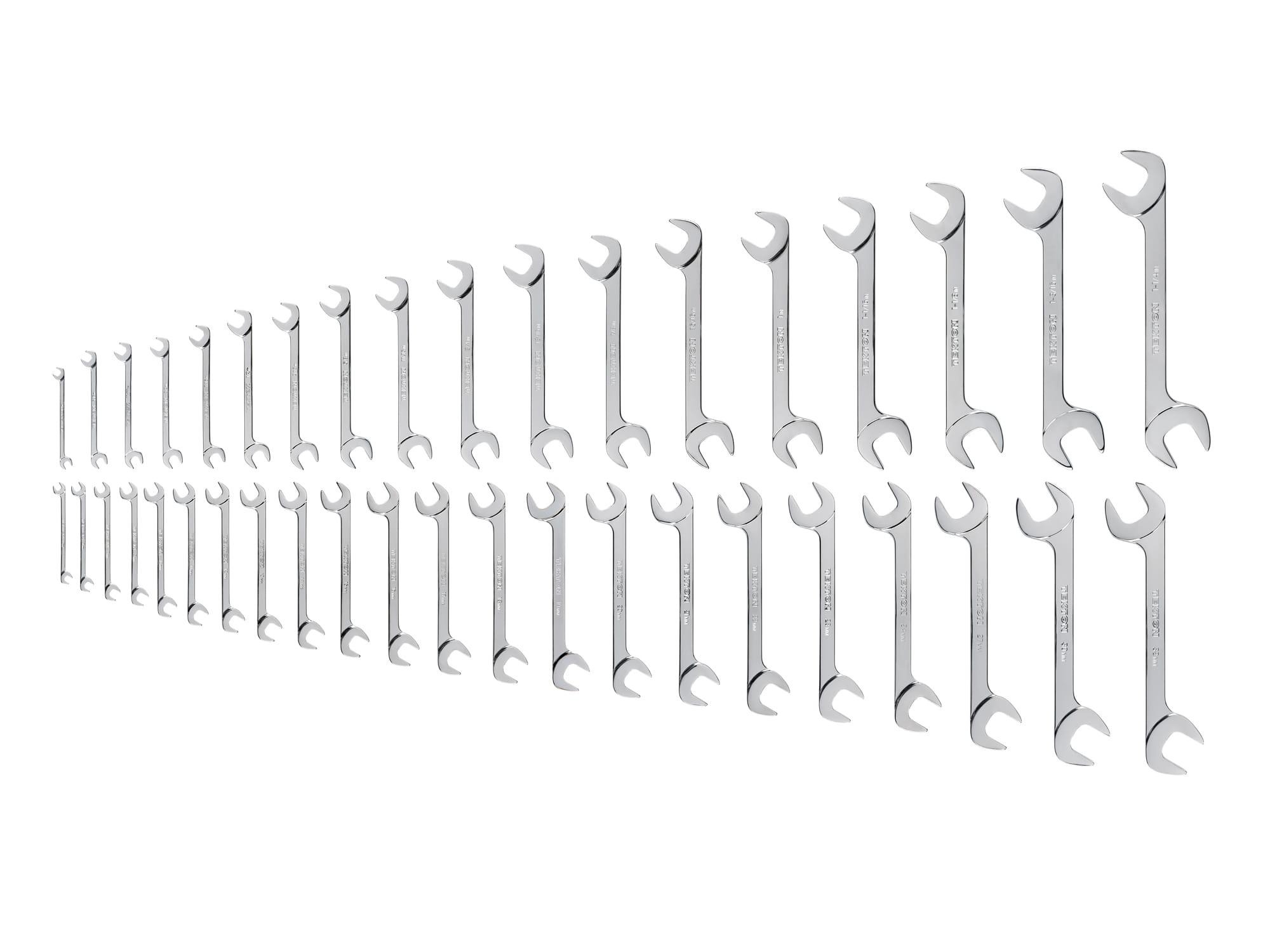 TEKTON WAE90303-T Angle Head Open End Wrench Set, 41-Piece (1/4 - 1-1/4 in., 6 - 32 mm)