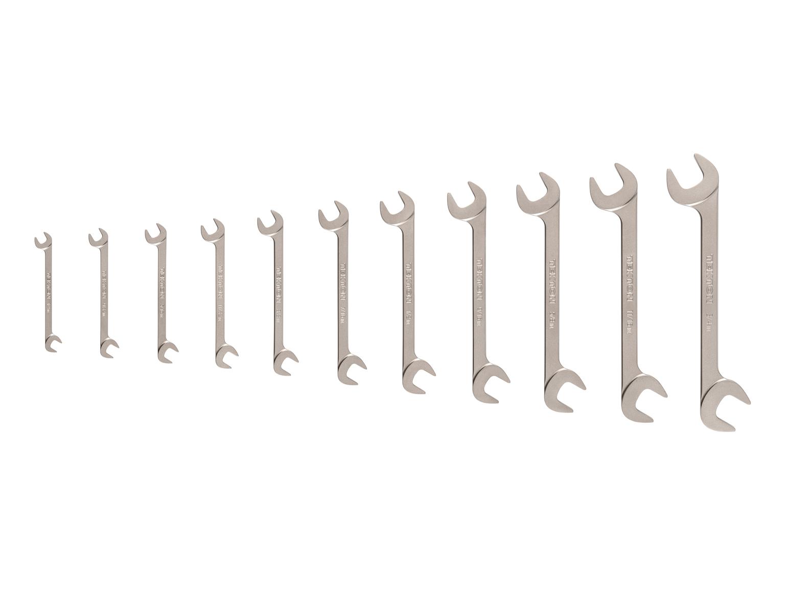 TEKTON WAE91001-T Angle Head Open End Wrench Set, 11-Piece (1/4-3/4 in.)
