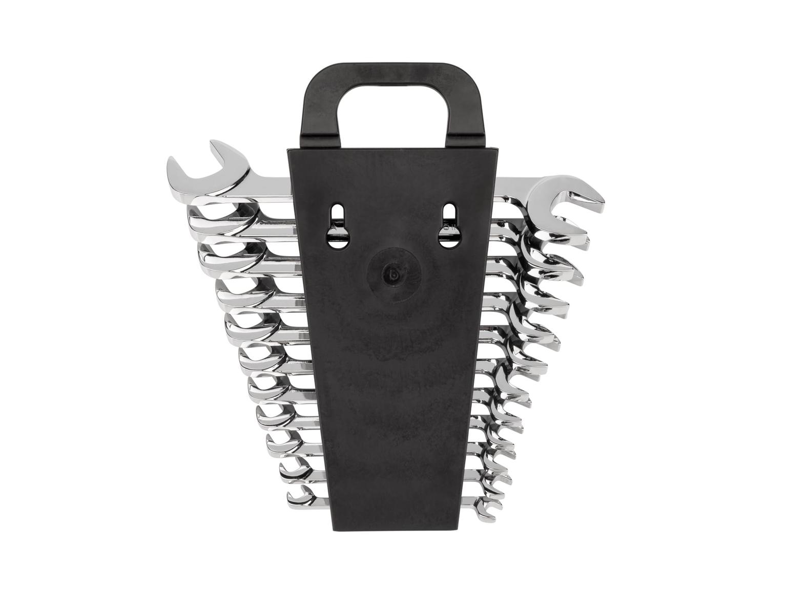 TEKTON WAE91102-T Angle Head Open End Wrench Set with Holder, 11-Piece (3/8 - 1 in.)