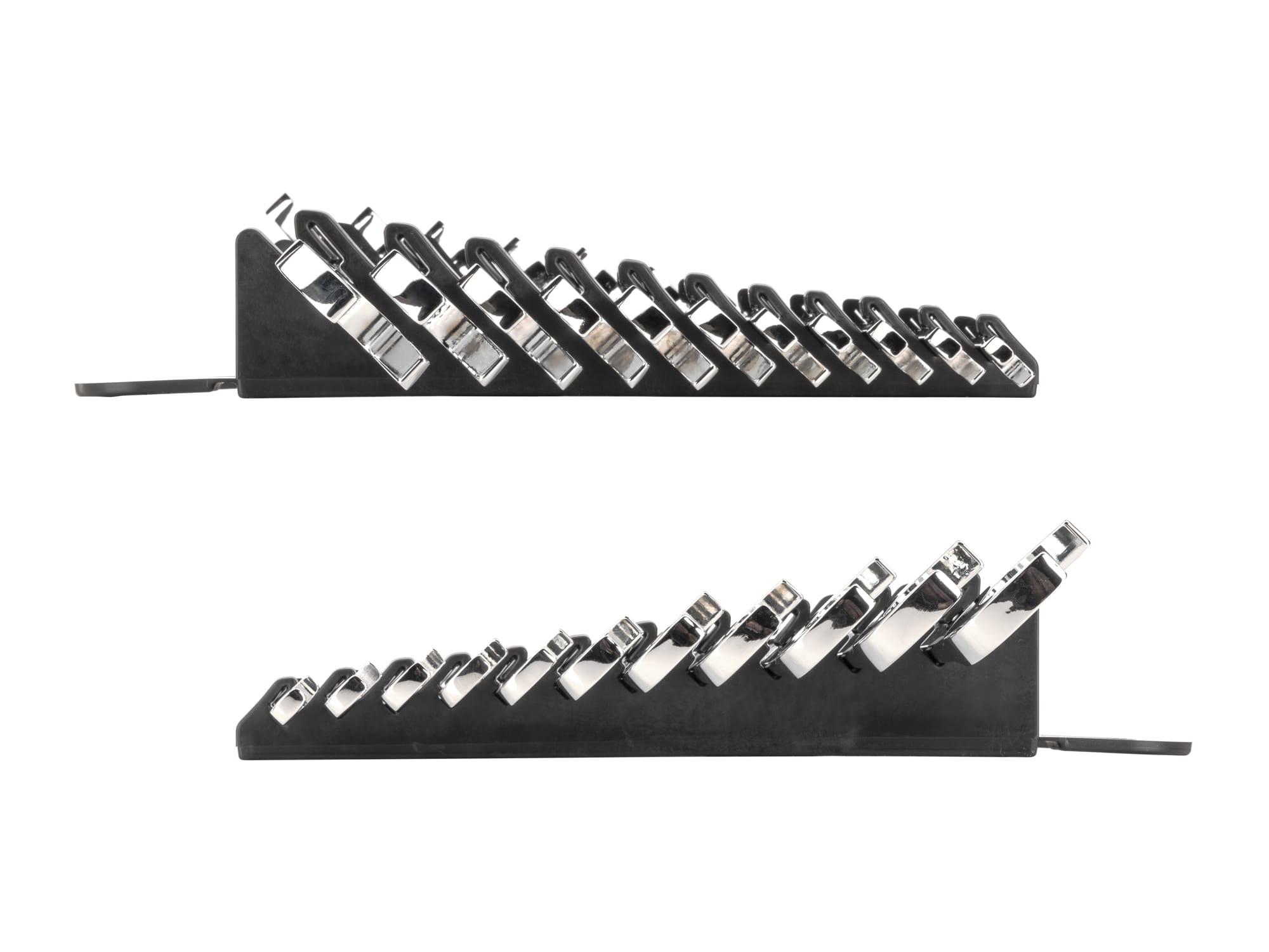 TEKTON WAE91102-T Angle Head Open End Wrench Set with Holder, 11-Piece (3/8 - 1 in.)
