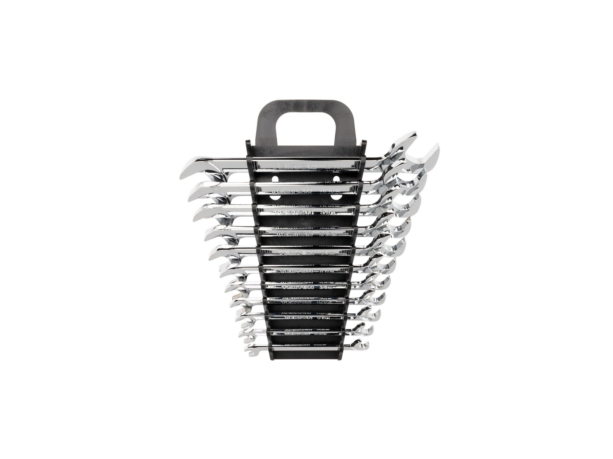 TEKTON WAE91103-T Angle Head Open End Wrench Set with Holder, 11-Piece (1/4 - 3/4 in.)