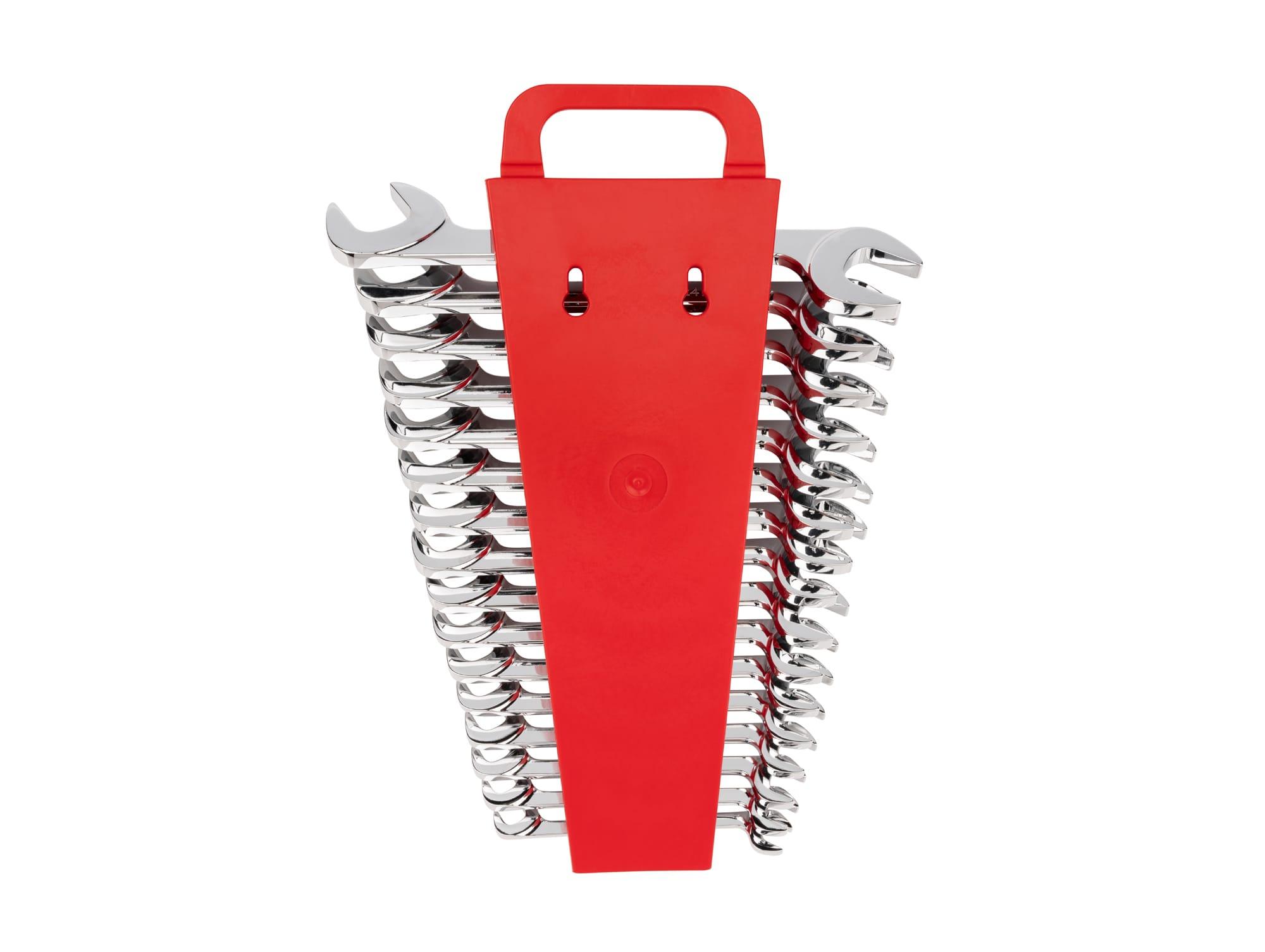 TEKTON WAE91202-T Angle Head Open End Wrench Set with Holder, 16-Piece (10 - 27 mm)