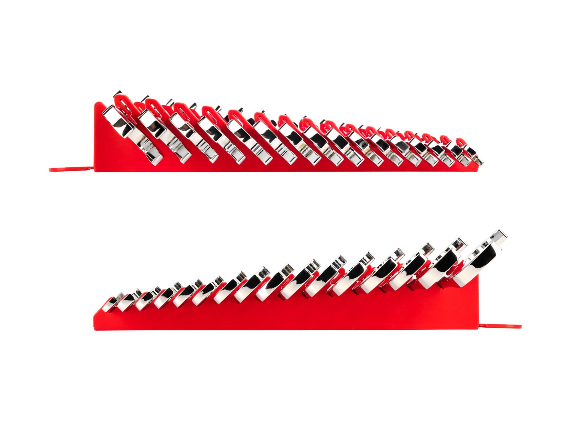 TEKTON WAE91202-T Angle Head Open End Wrench Set with Holder, 16-Piece (10 - 27 mm)