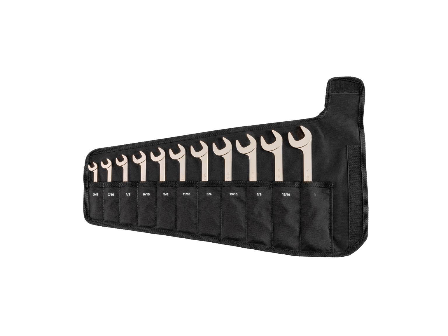 Angle Head Open End Wrench Set, 11-Piece (Pouch)