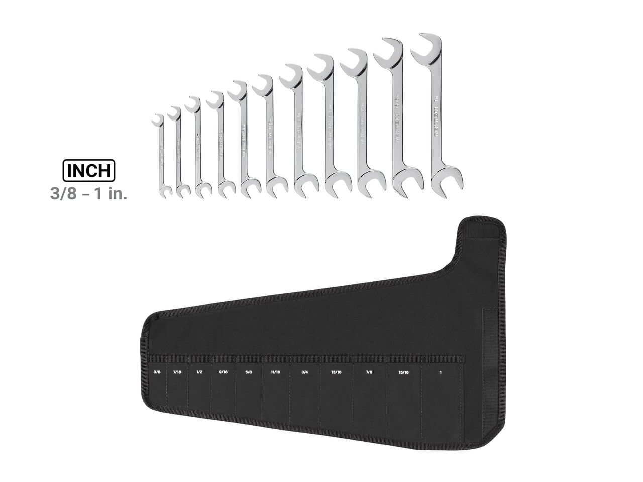 Angle Head Open End Wrench Set, 11Piece (Pouch) TEKTON WAE92102