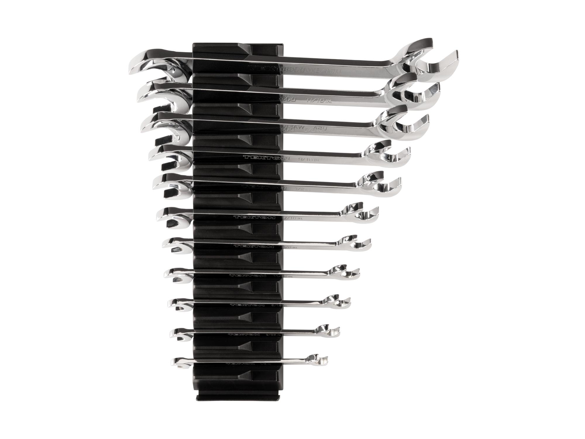 TEKTON WAE95101-T Angle Head Open End Wrench Set with Modular Slotted Organizer, 11-Piece (1/4 - 3/4 in.)