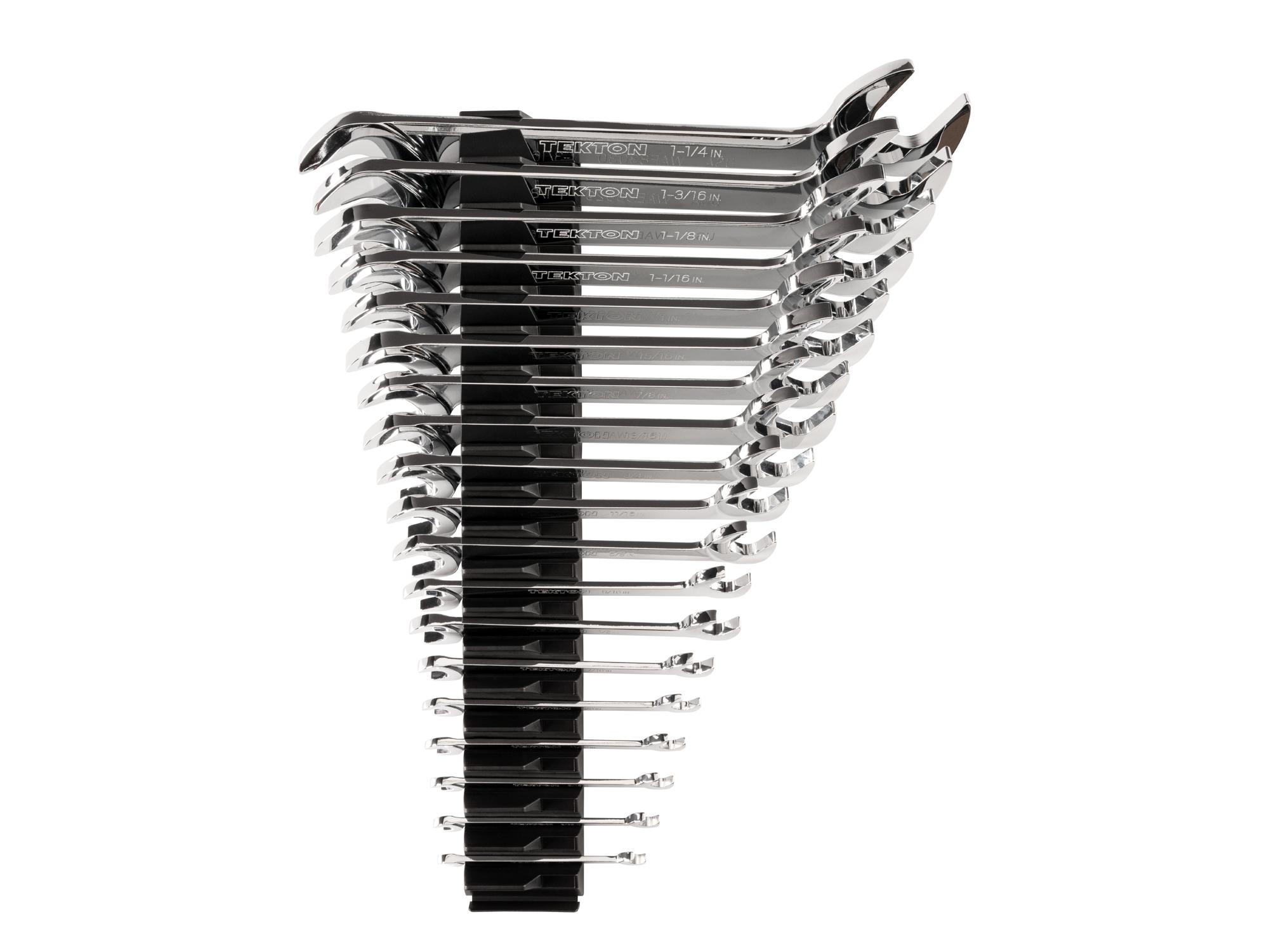 TEKTON WAE95103-T Angle Head Open End Wrench Set with Modular Slotted Organizer, 19-Piece (1/4 - 1-1/4 in.)