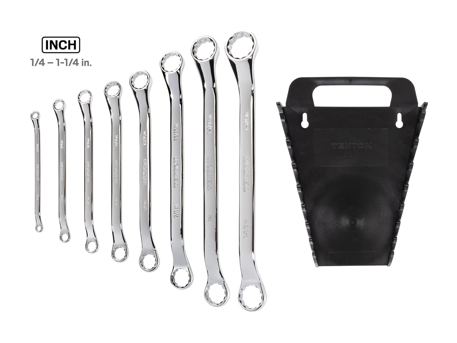 TEKTON WBE23408-T 45-Degree Offset Box End Wrench Set with Holder, 8-Piece (1/4 - 1-1/4 in.)