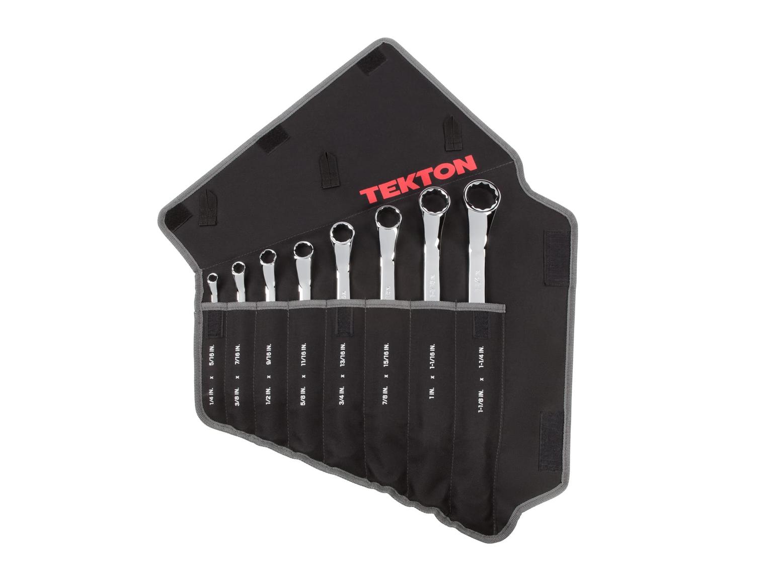 TEKTON WBE23508-T 45-Degree Offset Box End Wrench Set with Pouch, 8-Piece (1/4 - 1-1/4 in.)