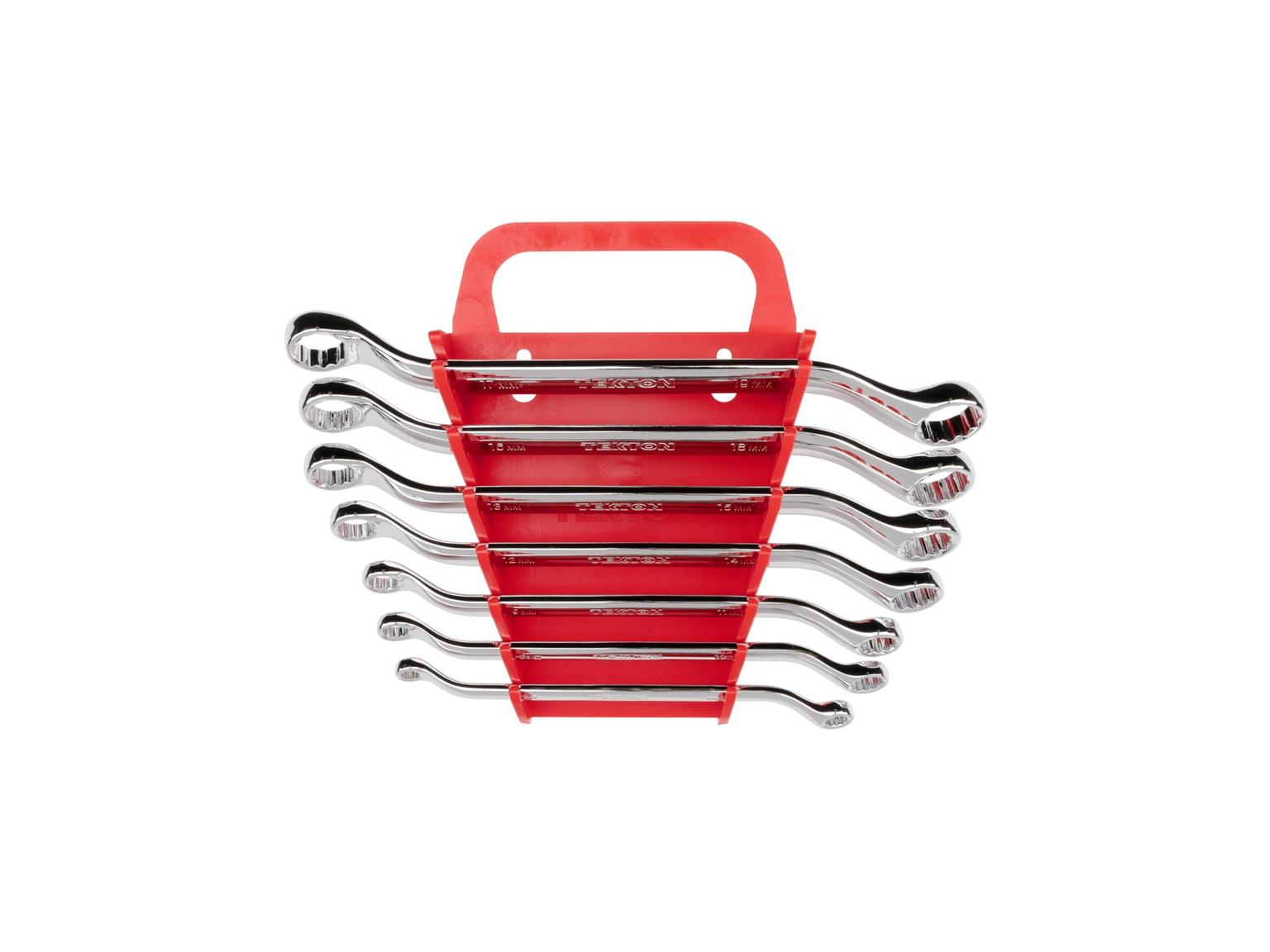 TEKTON WBE24407-T 45-Degree Offset Box End Wrench Set with Holder, 7-Piece (6-19 mm)