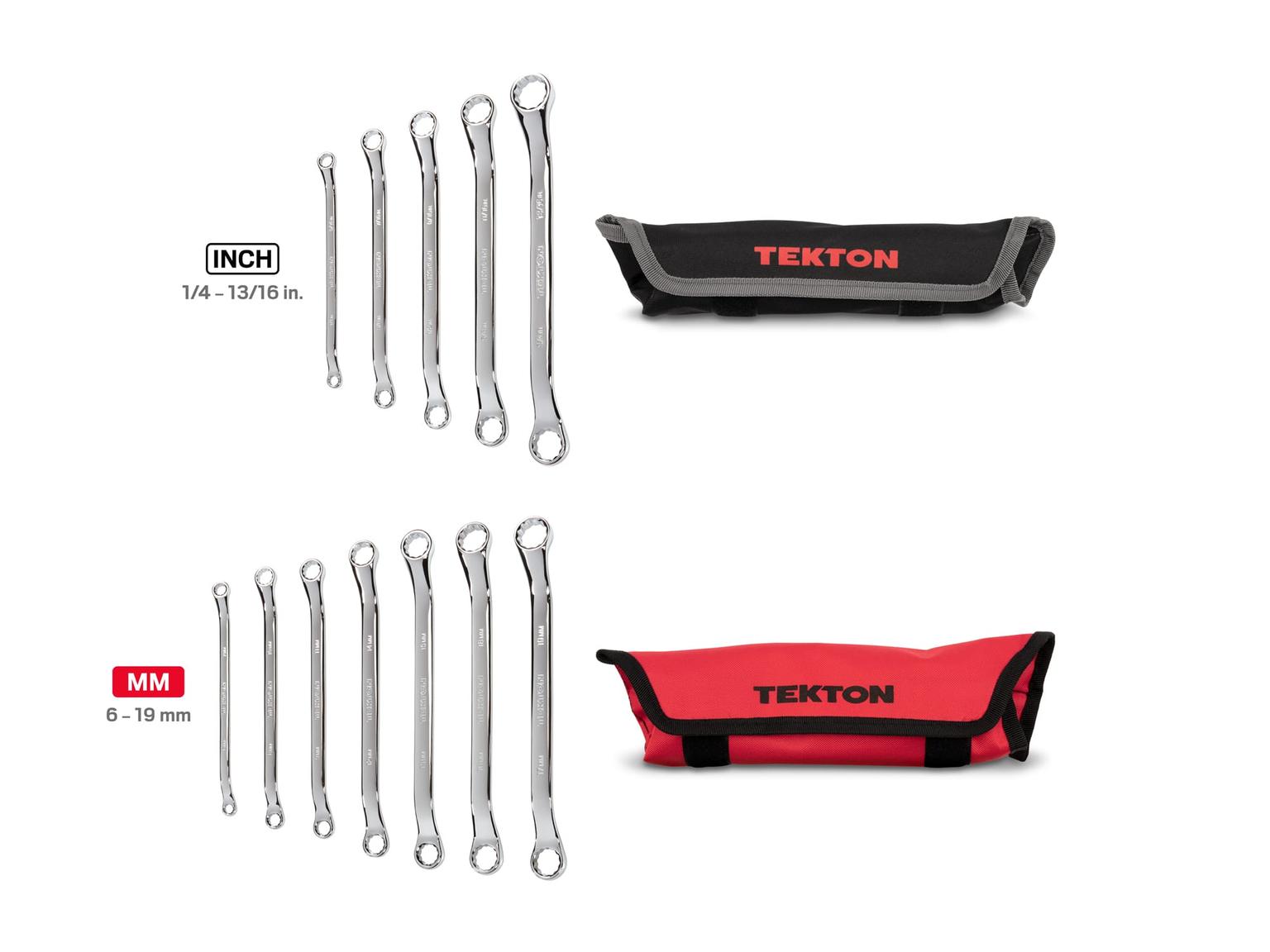 TEKTON WBE94301-T 45-Degree Offset Box End Wrench Set with Pouch, 12-Piece (1/4-13/16 in., 6-19 mm)